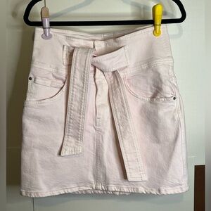 Rebecca Minkoff Women’s Sz M Callie High-Rise Tie Front Pink Stretch Denim Skirt
